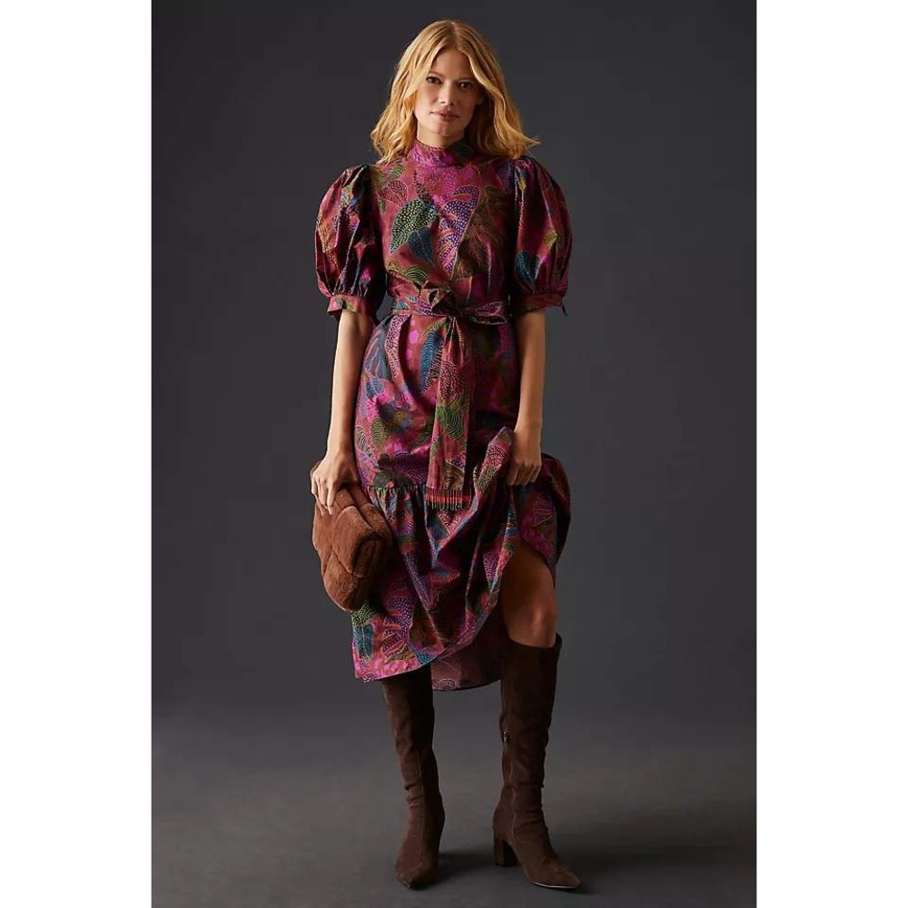 Farm Rio Dotted Forest Red midi Dress - Size XS - NWT